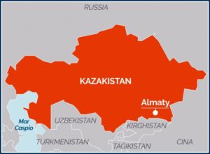 Mappa Kazakistan e posizione Almaty